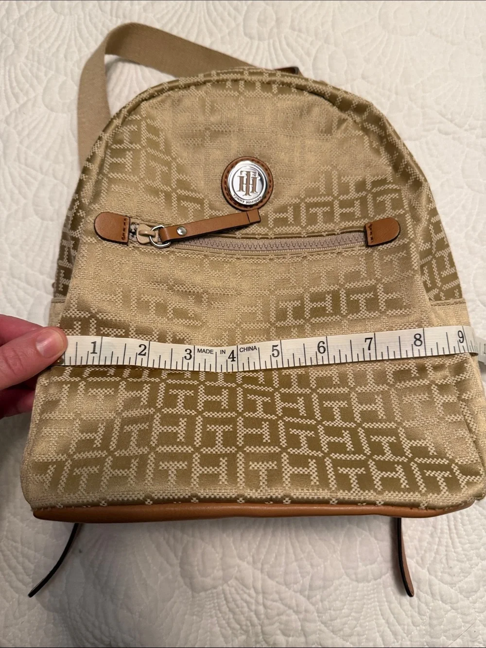Tommy Hilfiger Beige Monogram Backpack